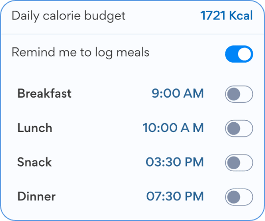 Picture of Calorie Budget button.